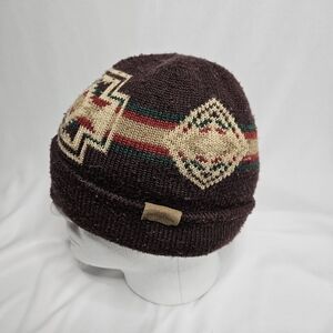 Pendleton Dark Brown Geometric Aztec Pattern Knit Beanie